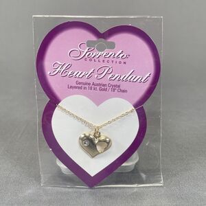 Heart Pendant Necklace 18k Gold Layered Austrian Crystal 18" Sorrento Collection